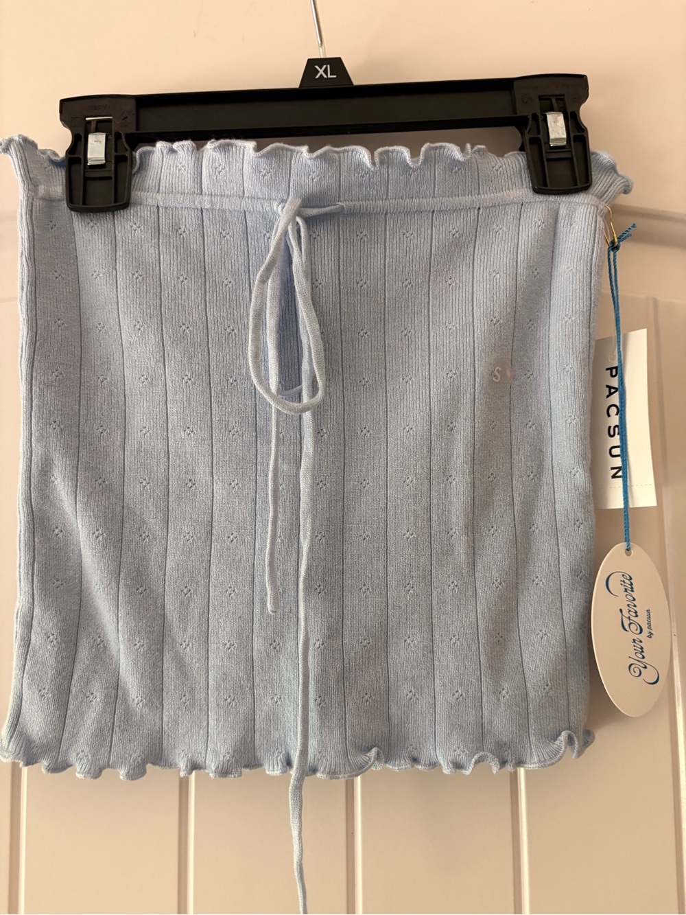 PacSun Pastel Blue Ribbed top with Drawstring - Picture 6 of 6